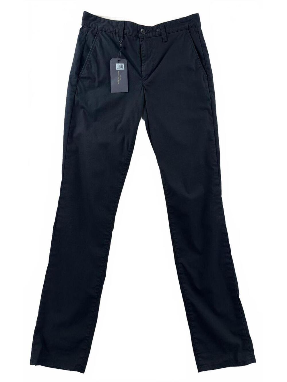 NEW Rag & Bone Black Stretch Fit 2 Mid-Rise Chino Pants 30